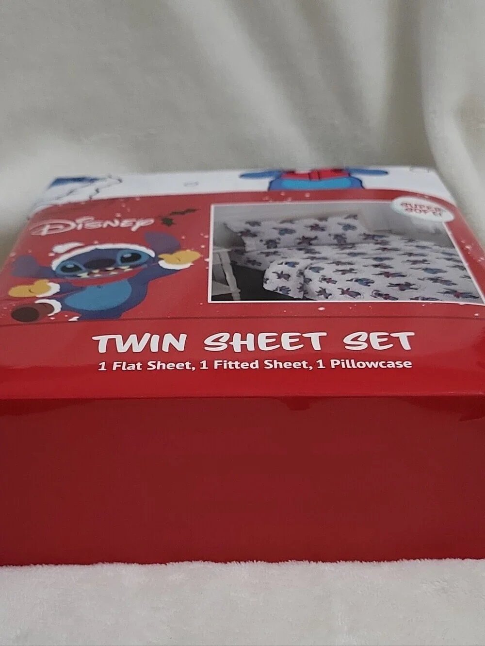 Disney Stitch Twin Sheet Set Holiday 3 Piece Set Christmas Sheets New